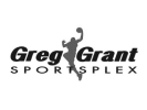 Greg Grant Sportsplex logo with silhouette of man playing basketball